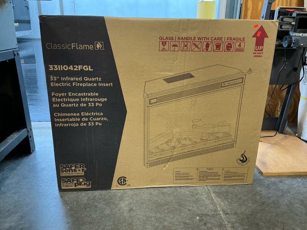 New in box-ClassicFlame 33 in electric fireplace insert