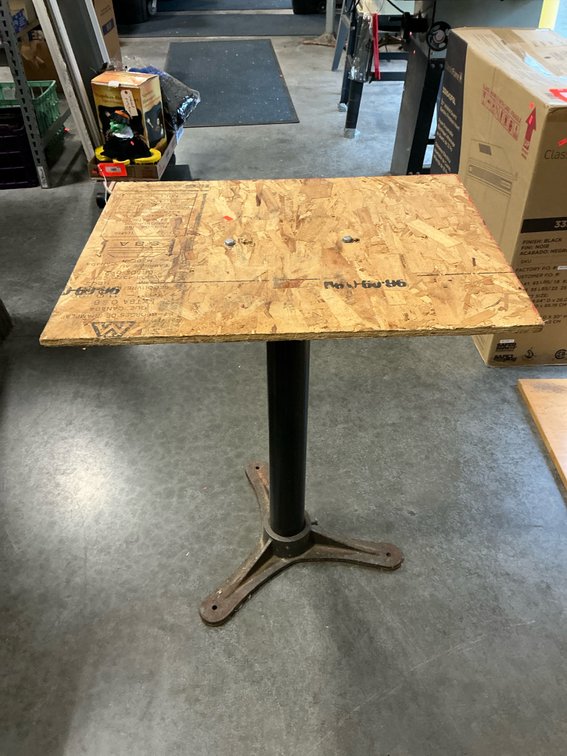 Pedestal stand with OSB top & cast iron base
