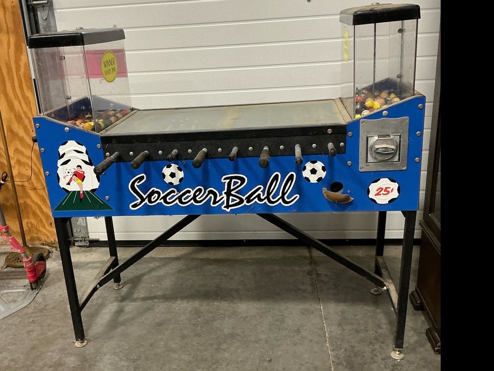 Soccer Ball 25¢ coin-operated arcade game on stand