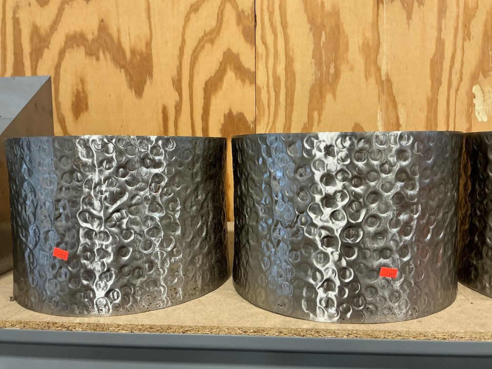 2 hammered metal drum shades