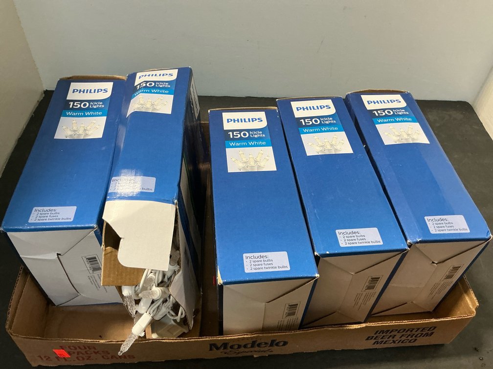 Philips 150 warm white icicle light sets