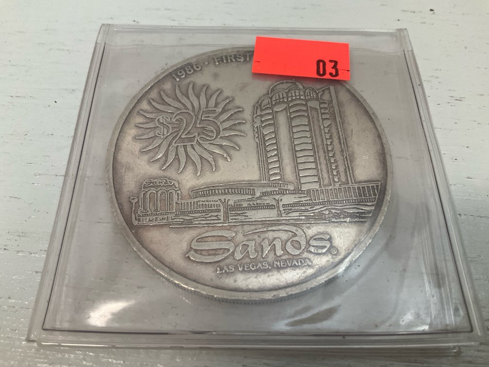 1986 silver 1.5 oz Sands $25 casino token