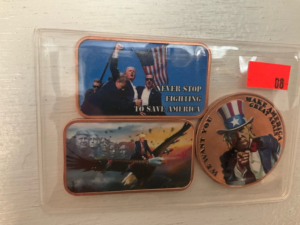 3 Donald Trump 1 oz .999 copper bars & round