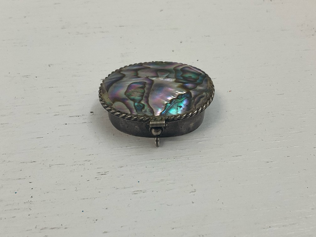 Hand crafted .925 sterling silver abalone pill box
