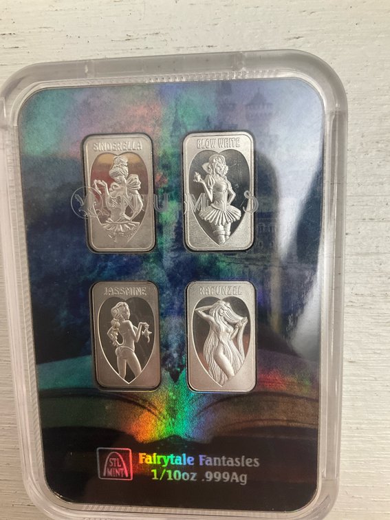 Set of 4 STL Mint Fairytale Fantasies 1/10 oz silver bars
