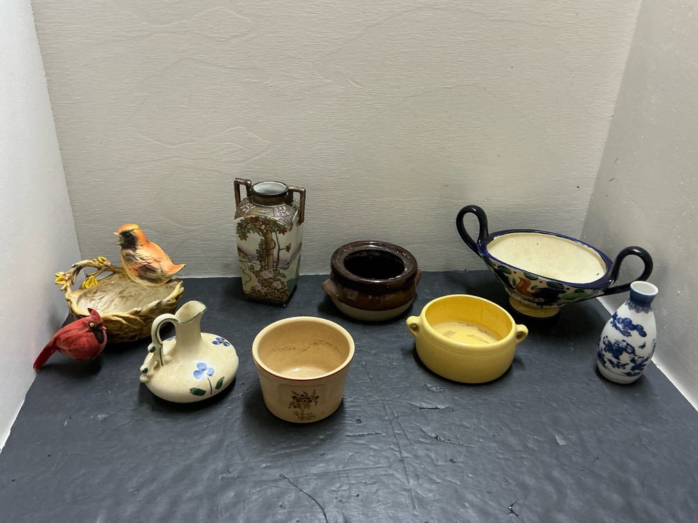 Grouping of ceramic dishes, vases & figurines