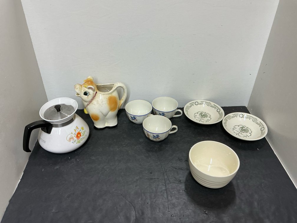 Teapot, cups & bowls