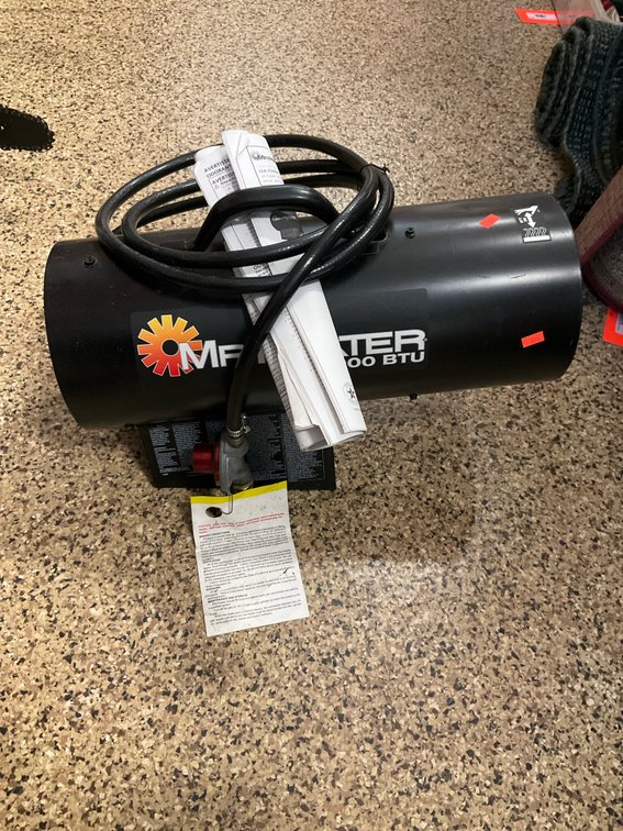 Mr. Heater portable forced-air heater with hose & regulator
