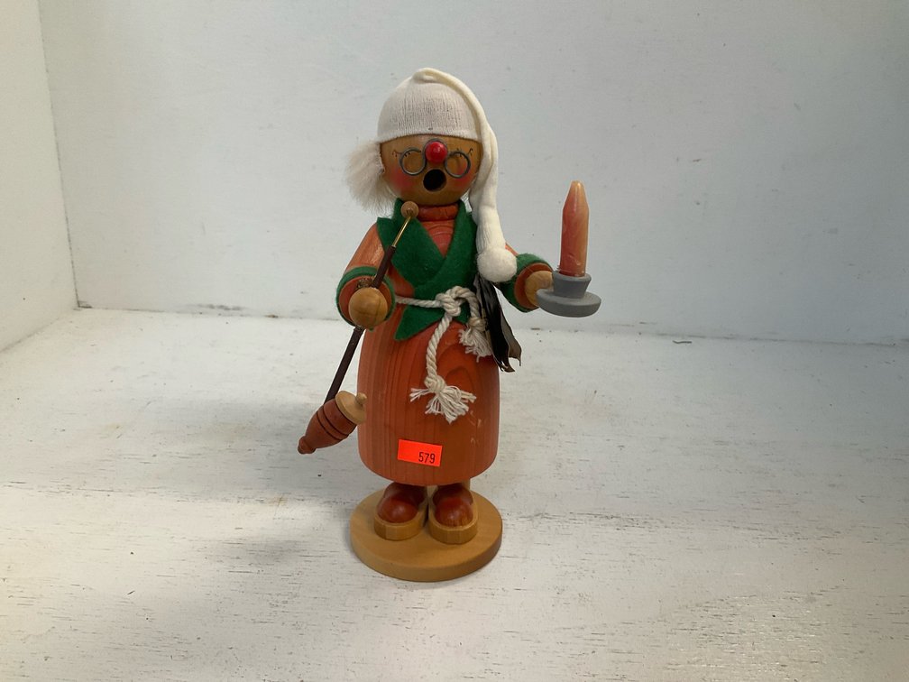 Holzkunst Chr. Ulbricht wooden smoker figurine in nightcap