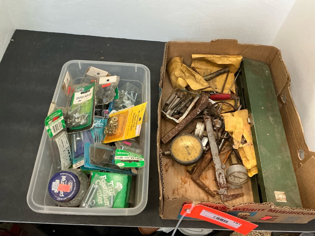 Machining tools, dial indicator & assorted hardware