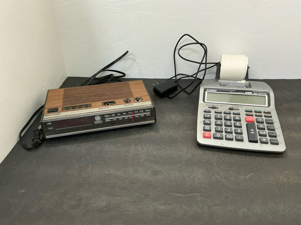 AM/FM clock radio & printing calculator
