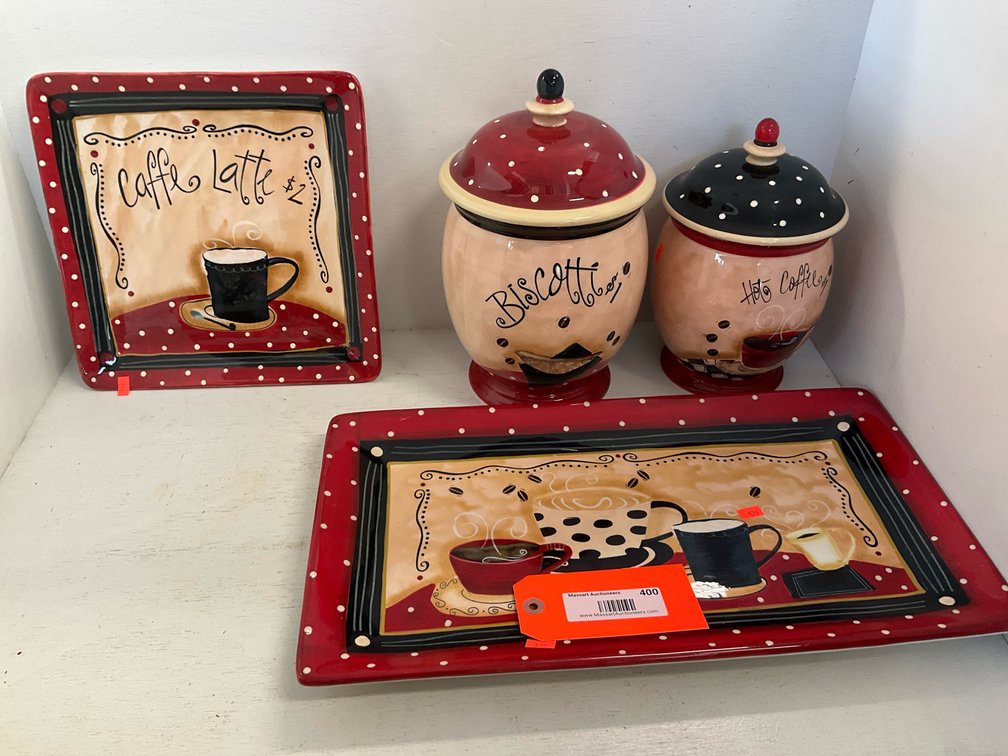 Ceramic coffee-themed kitchenware set
