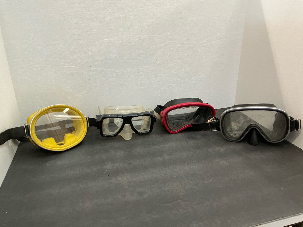 Grouping of assorted scuba diving masks