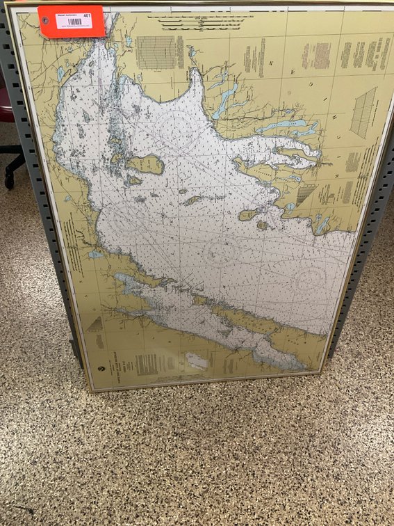 Framed NOAA North End of Lake Michigan nautical chart
