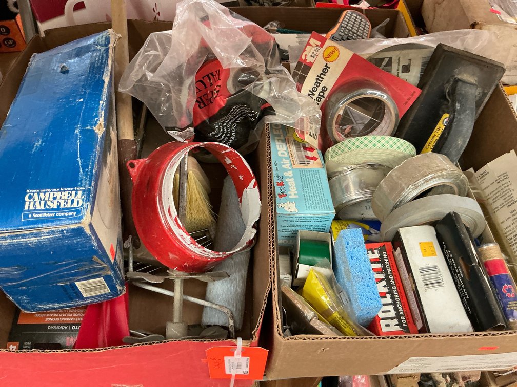 2 boxes of painting & home repair supplies