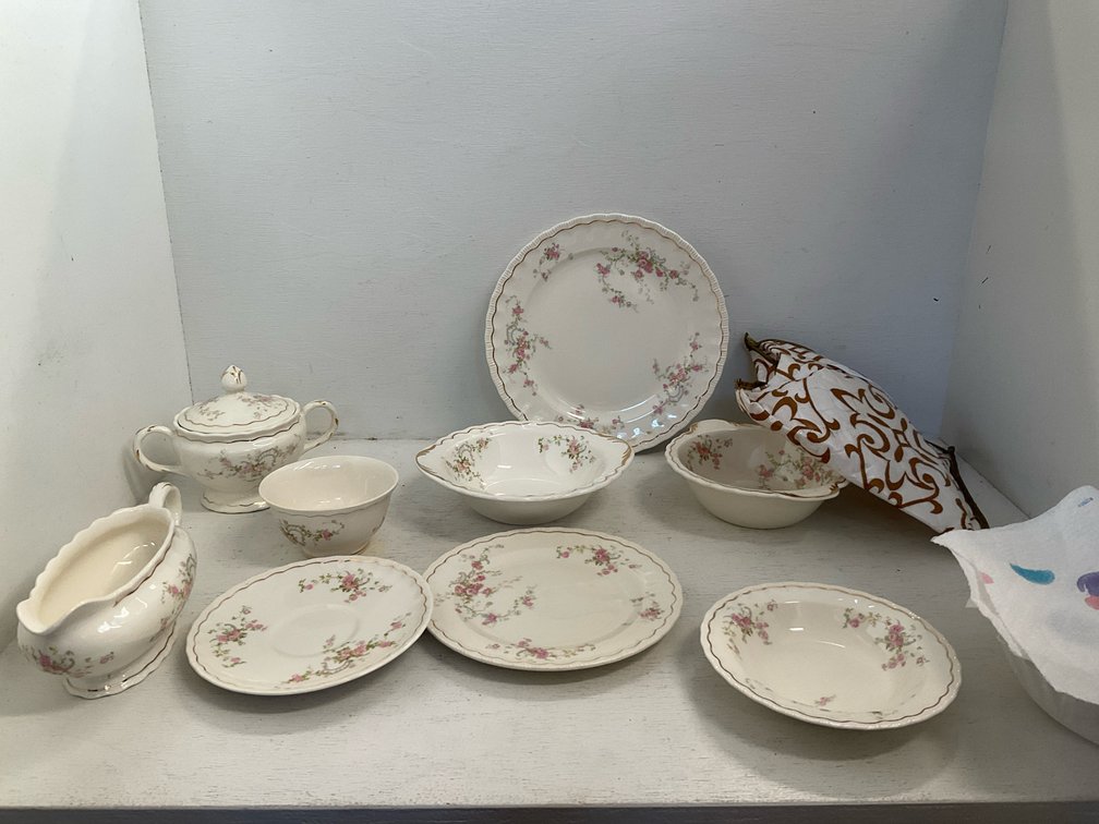 Pope-Gosser floral china dinnerware with quilted cases