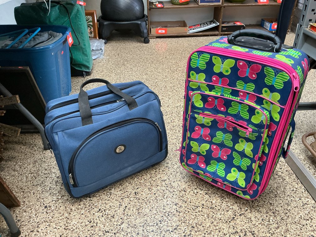 Set of 2 rolling luggage bags with butterfly print