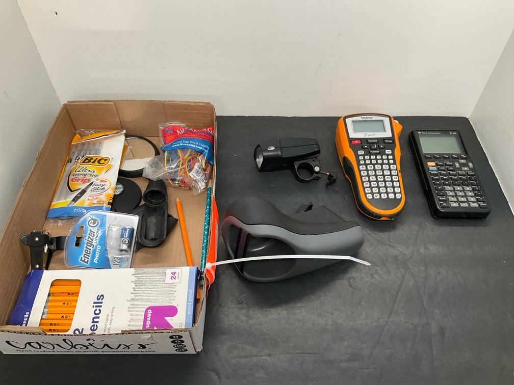 Brother P-touch label maker & TI-85 calculator grouping