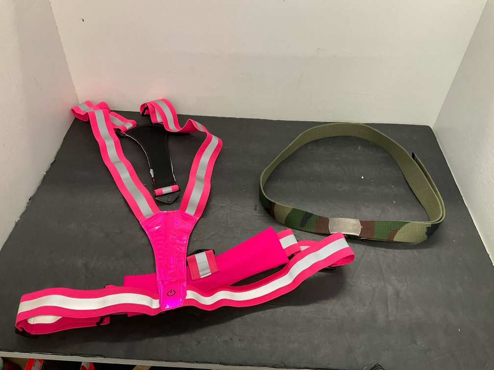 Pink LED reflective harness & camouflage web belt