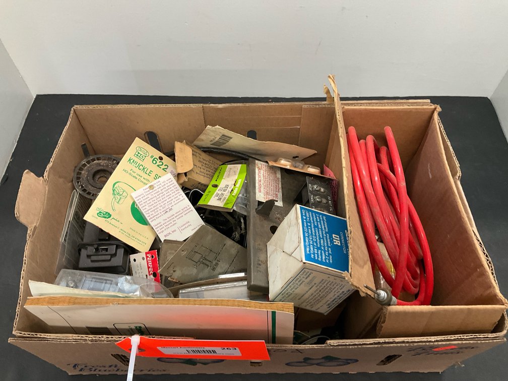 Box of model train & hobby electrical parts