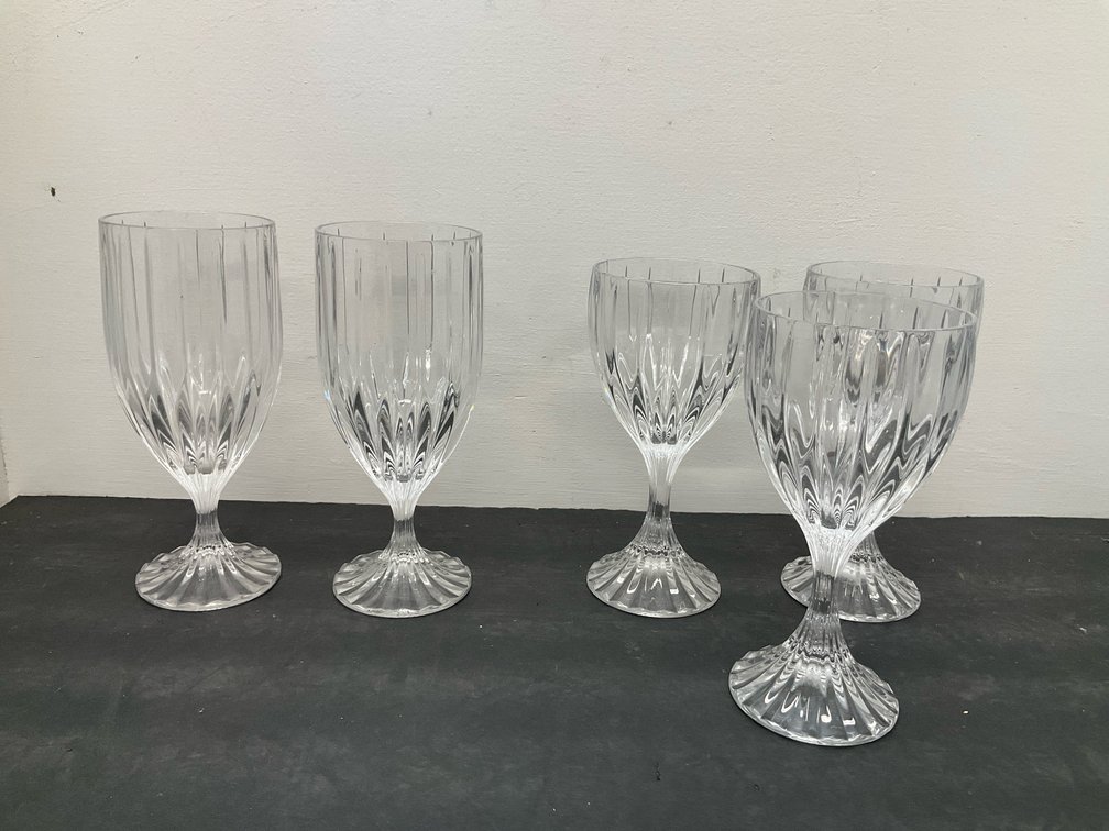 Clear cut glass fluted stemmed glasses
