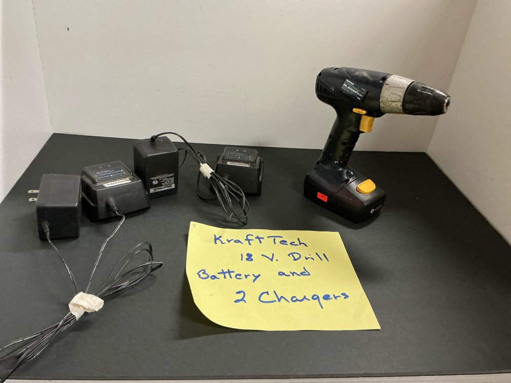 KRAFTtech 18V cordless drill with battery & 2 chargers
