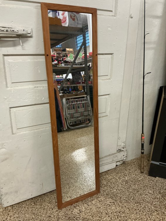 Tall rectangular wood-framed mirror 13x48