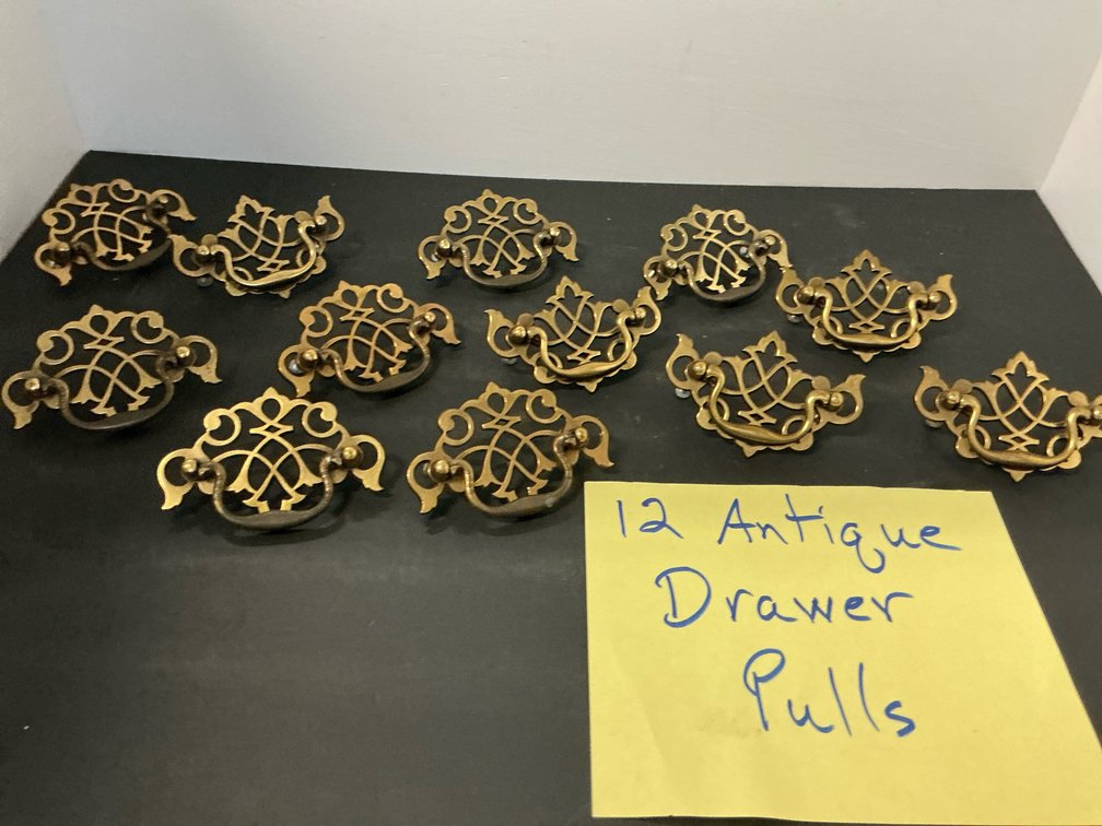 Openwork brass drawer bail pulls