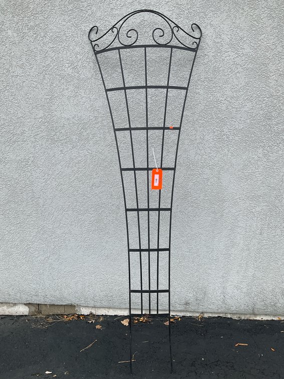 Black metal garden trellis & shepherd hook