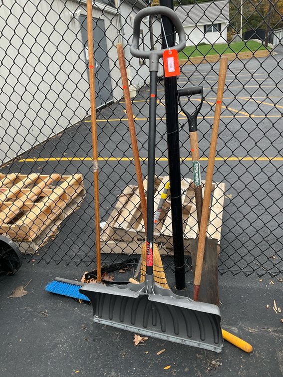 Grouping of long-handled yard & snow tools