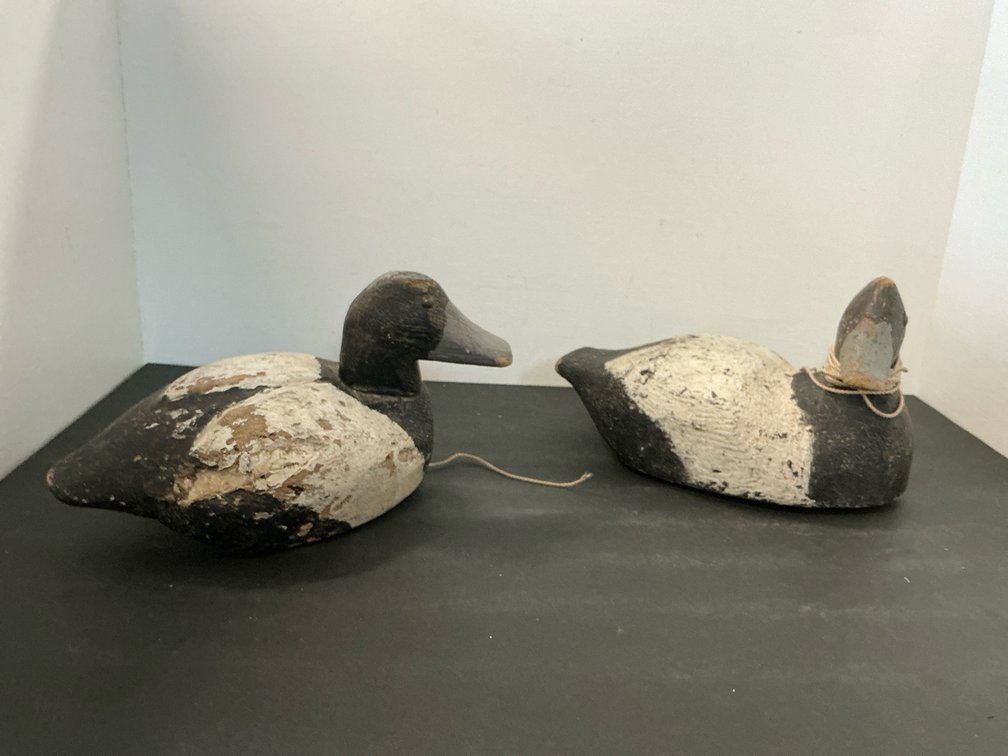Pair of painted carved wooden duck decoys