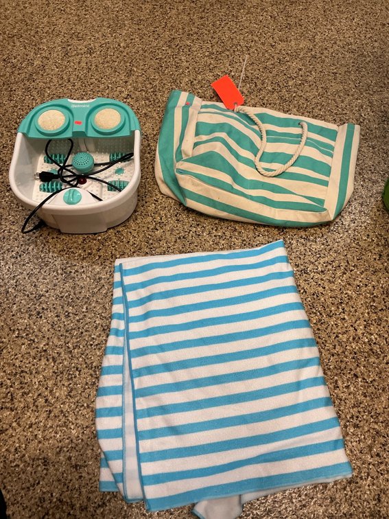 Electric foot spa with canvas tote bag & towel