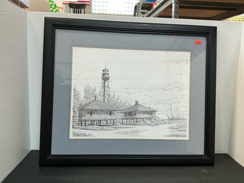 Kurt W. Kellar framed Sanibel Lighthouse print 22x19