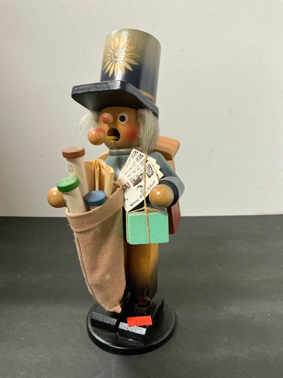 Wooden postman incense smoker figurine