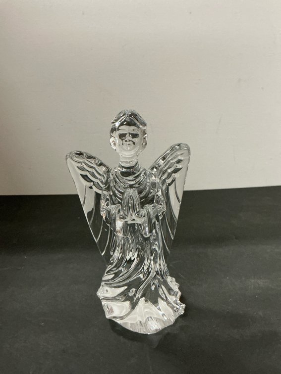 Clear lead crystal guardian angel sculpture