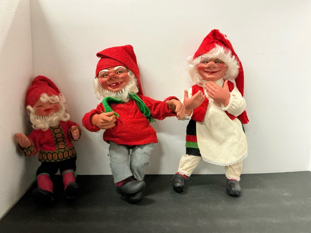 3 Scandinavian-style felt elf dolls