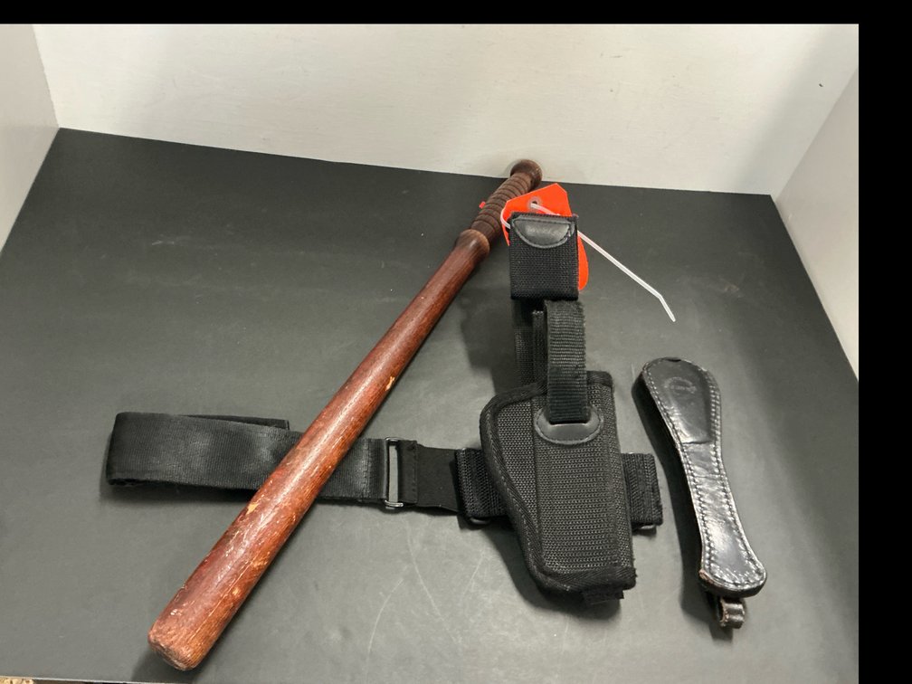 Wooden baton, nylon holster & leather sap