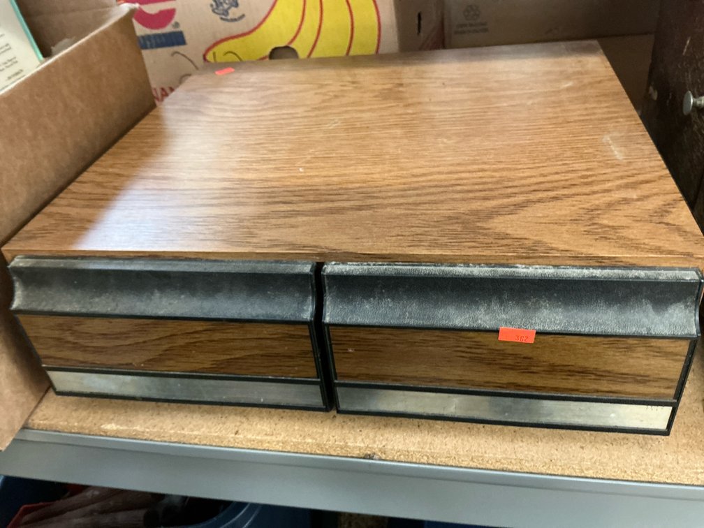 2-drawer media storage unit with VHS tapes