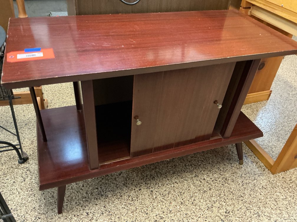 Two-tier wooden cabinet with sliding doors 39x 18x27