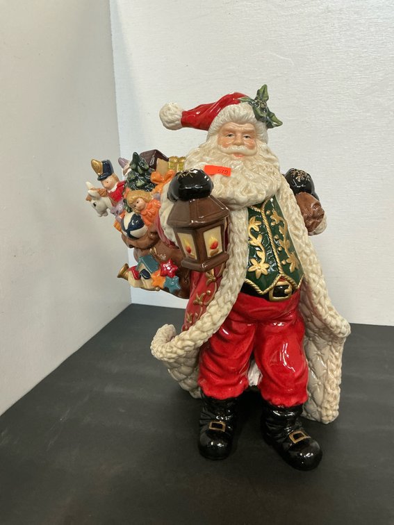 Ceramic Santa Claus figurine with lantern & toy sack 12” tall