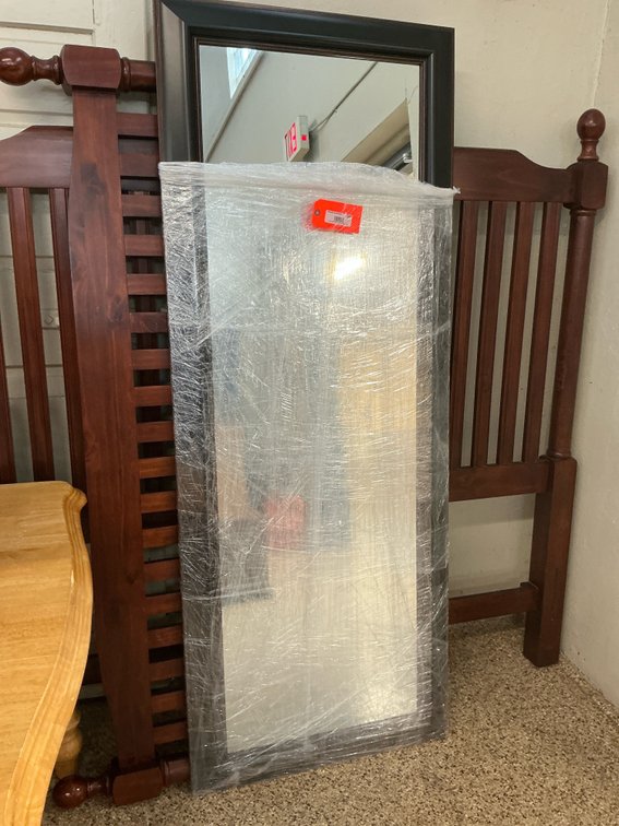 Framed rectangular full-length mirror