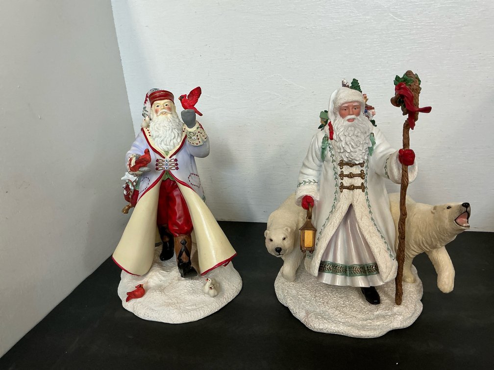 Pair of Lenox Lynn Bywaters Santa Claus figurines