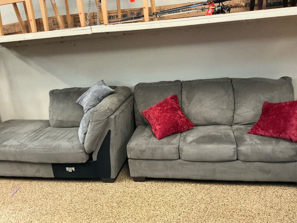 2-piece gray microfiber sectional sofa