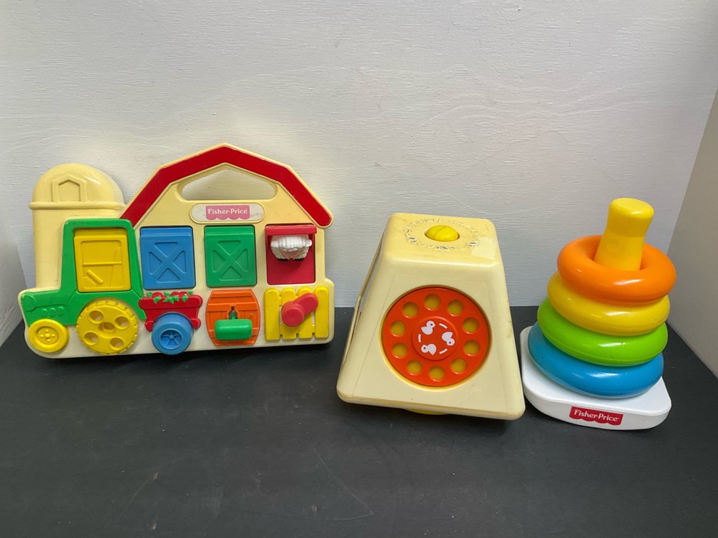 3 Fisher-Price plastic infant & toddler toys