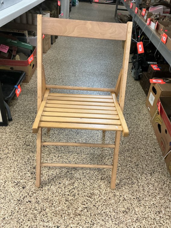 Natural wood folding chair with slatted seat