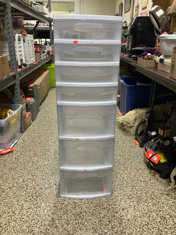 2 Sterilite 7-drawer & 3-drawer plastic storage carts