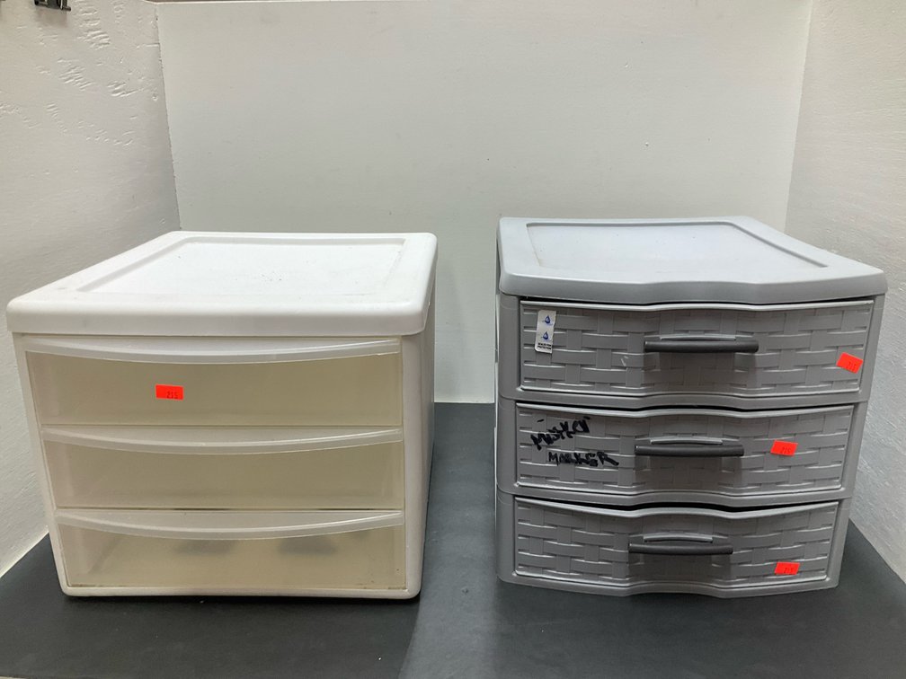 Pair of Sterilite 3-drawer plastic storage organizers