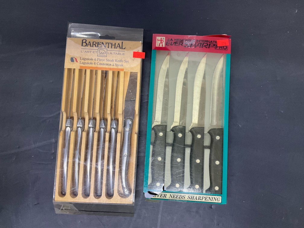 2 boxed steak knife sets, 6-piece & 4-piece