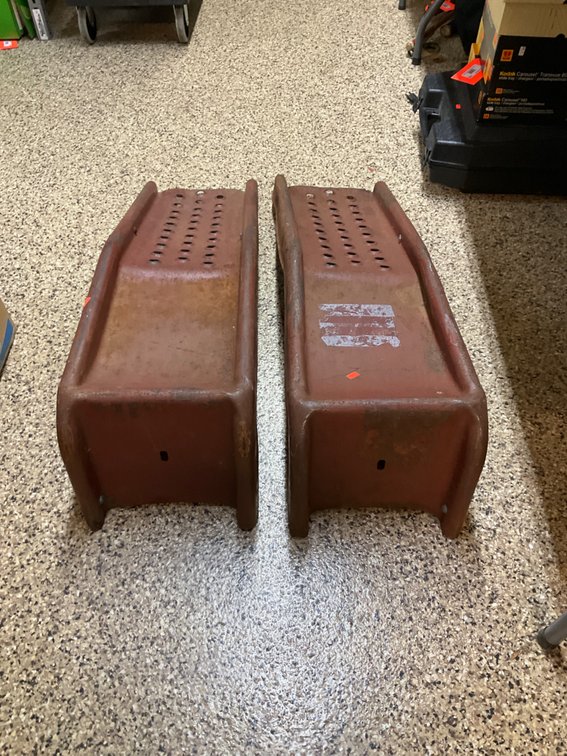 Pair of stamped steel car service ramps