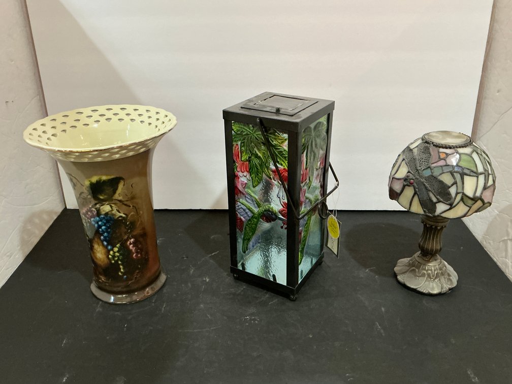 Grouping of decorative lamps, lanterns & vase - Office Main Level